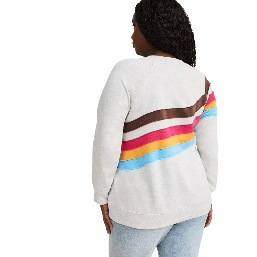 Torrid Ash Grey and Rainbow Crewneck Sweatshirt