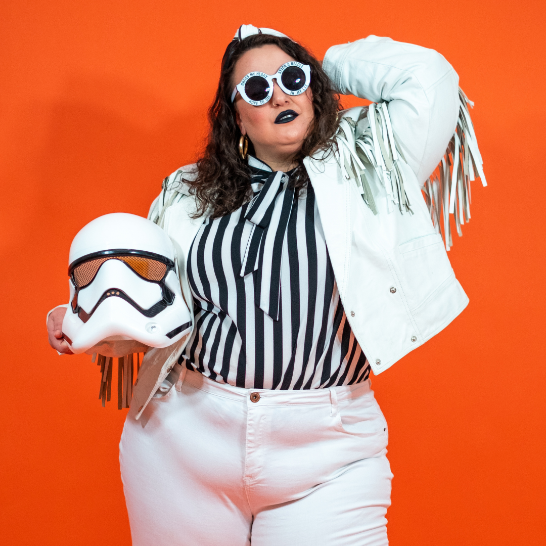 Black and White Stripe Pussy Bow Blouse with Short Flutter Sleeves