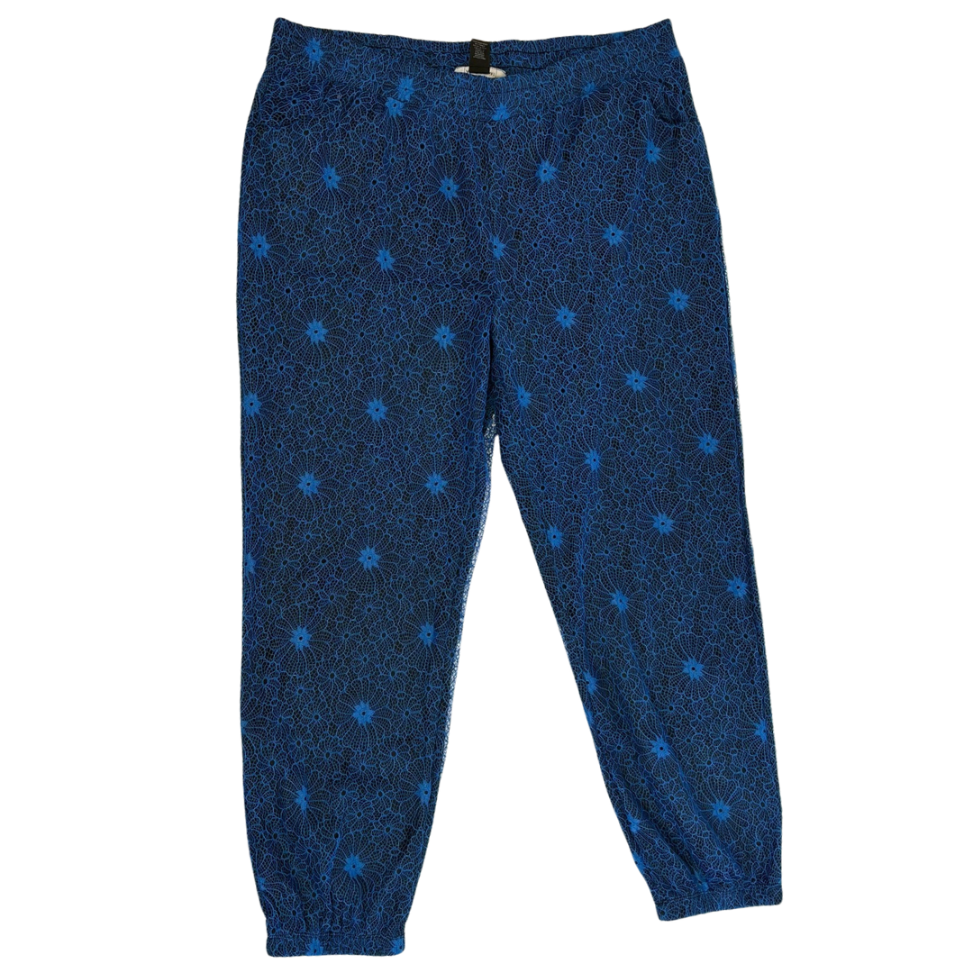 Black and Blue Floral Lace Overlay Joggers