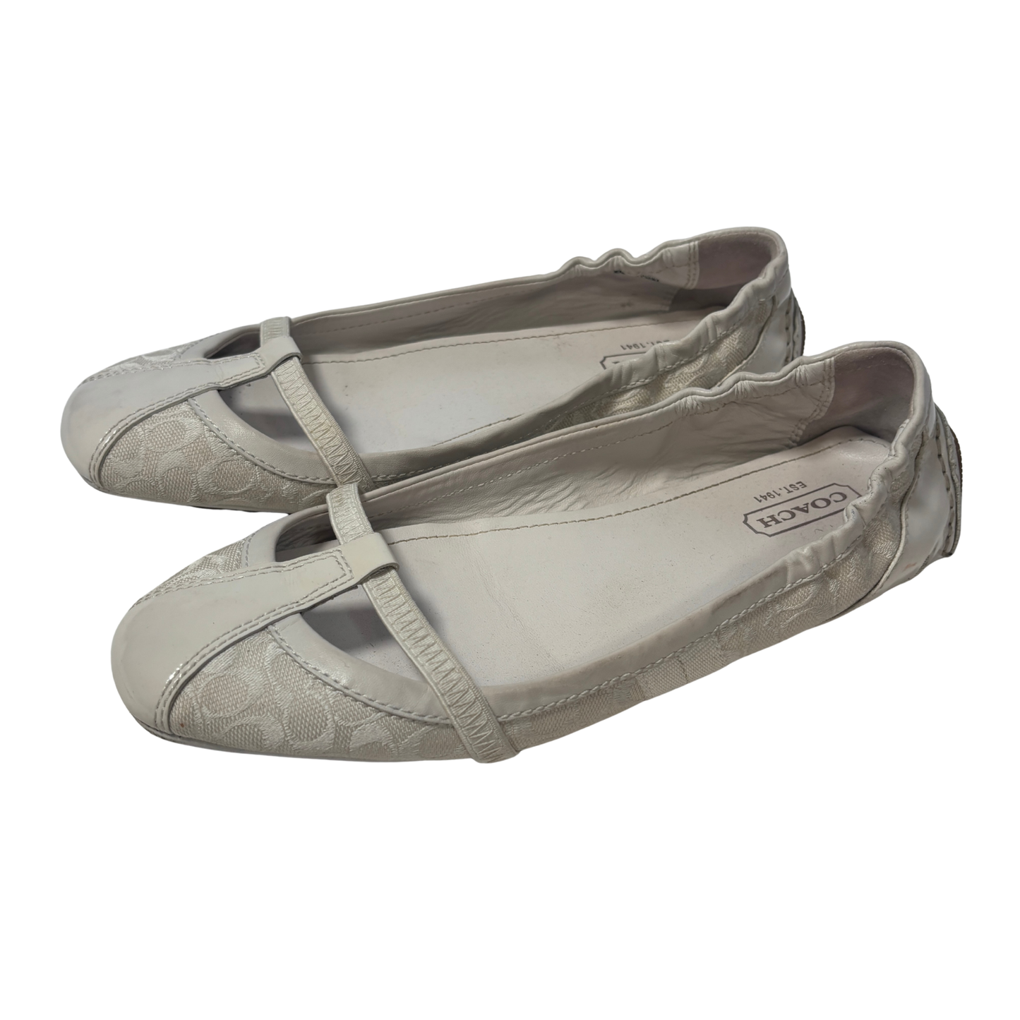 Vintage Coach White Leather/ Canvas Logo Verra Ballerina Flats (Size 9)