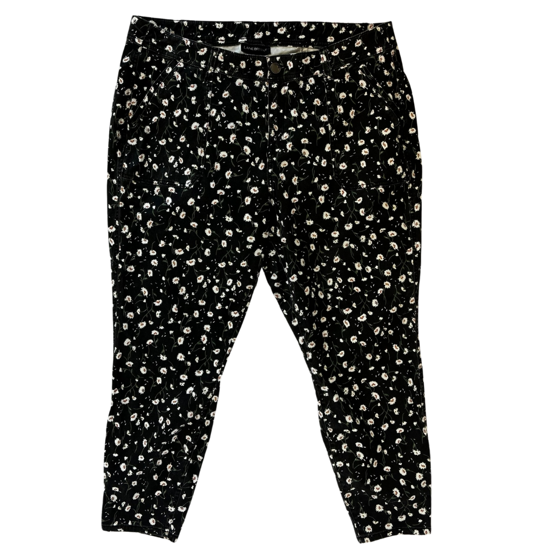 Black Floral Print Chino Pants