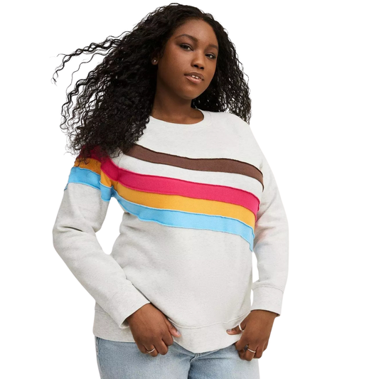 Torrid Ash Grey and Rainbow Crewneck Sweatshirt