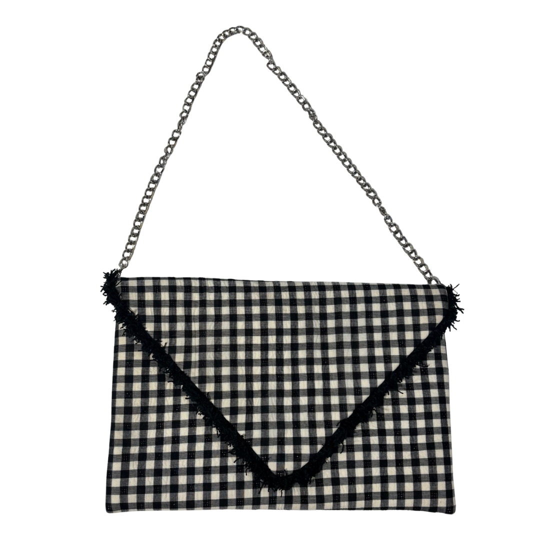 Black and White Gingham Envelope Clutch
