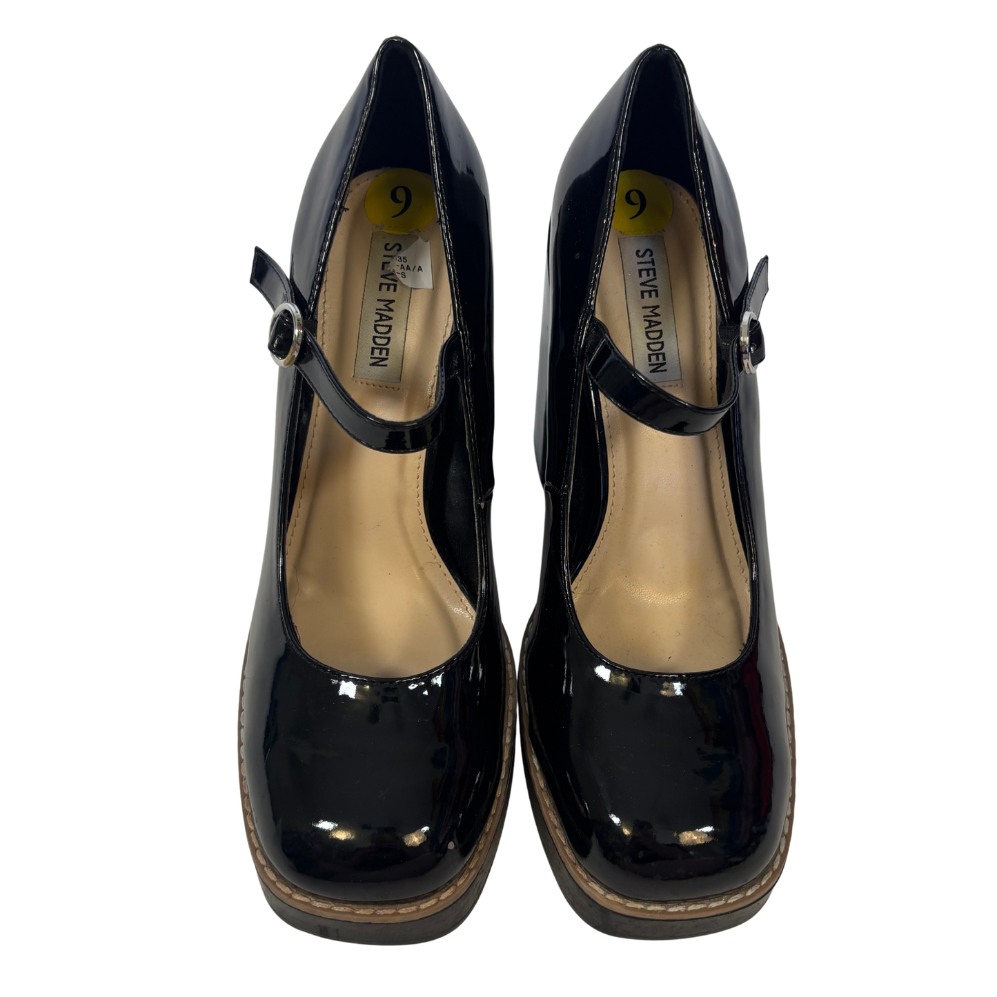 Steve Madden Black Patent Leather Chunky Heeled Mary Jane’s NWOT (Size 9)