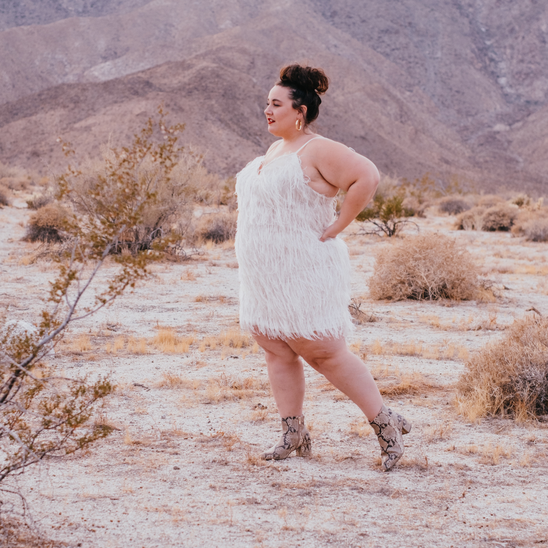 Pretty Little Thing White Feather Mini Dress