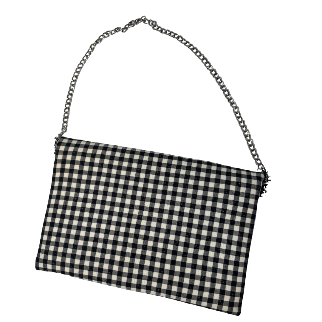 Black and White Gingham Envelope Clutch