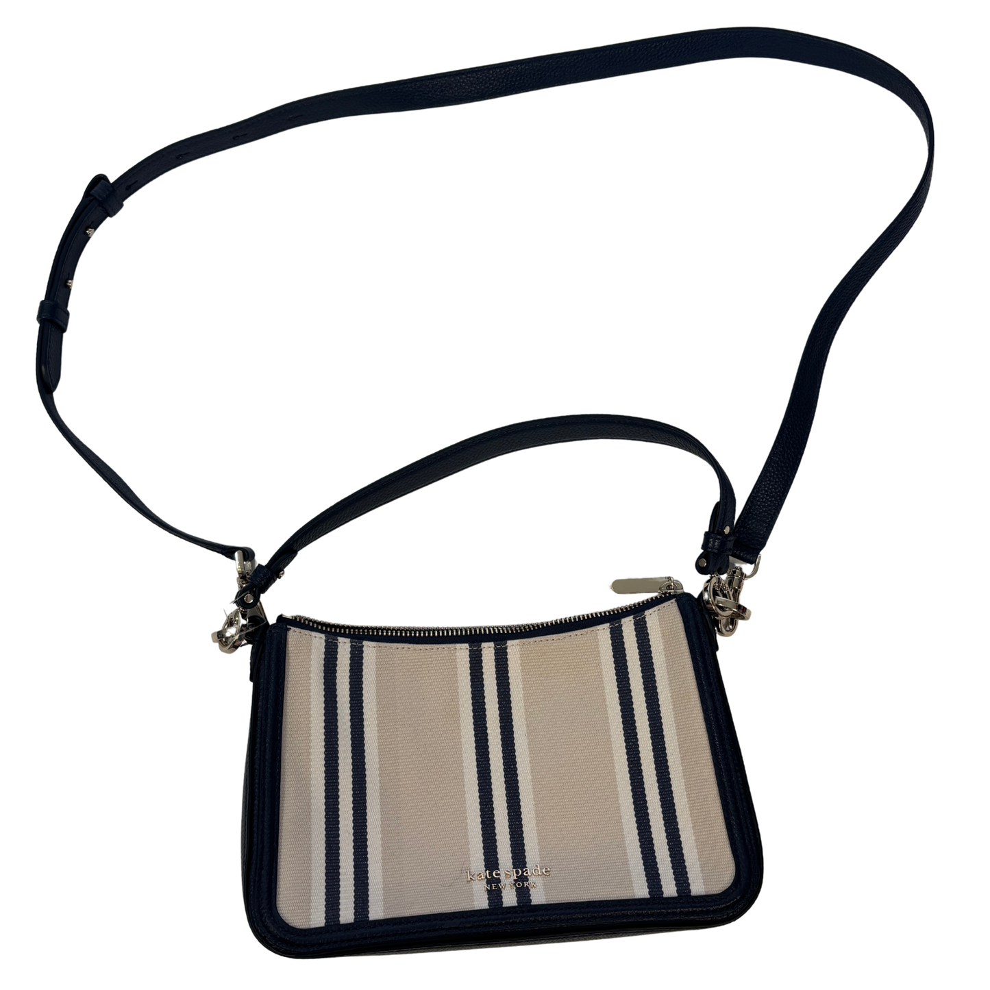 Kate Spade Hudson Striped Convertible Crossbody/ Shoulder Bag in Navy/ Cream