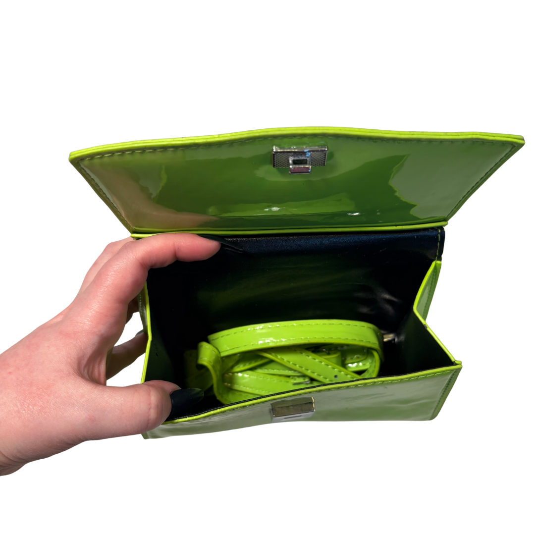 Lime Green Patent Leather Convertible Mini Bag