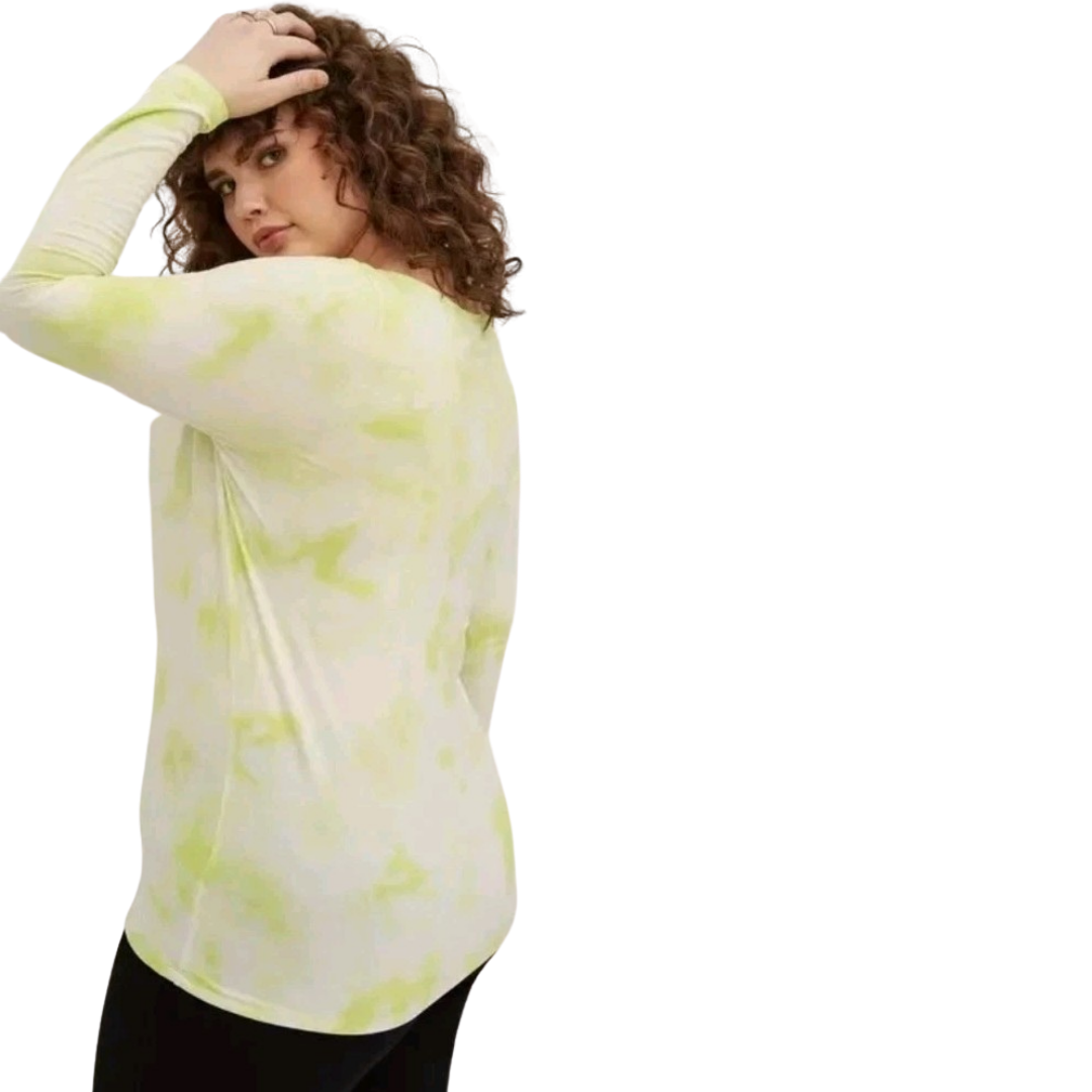 Torrid Love Sick Lime Green Tie Dye Long Sleeve Top