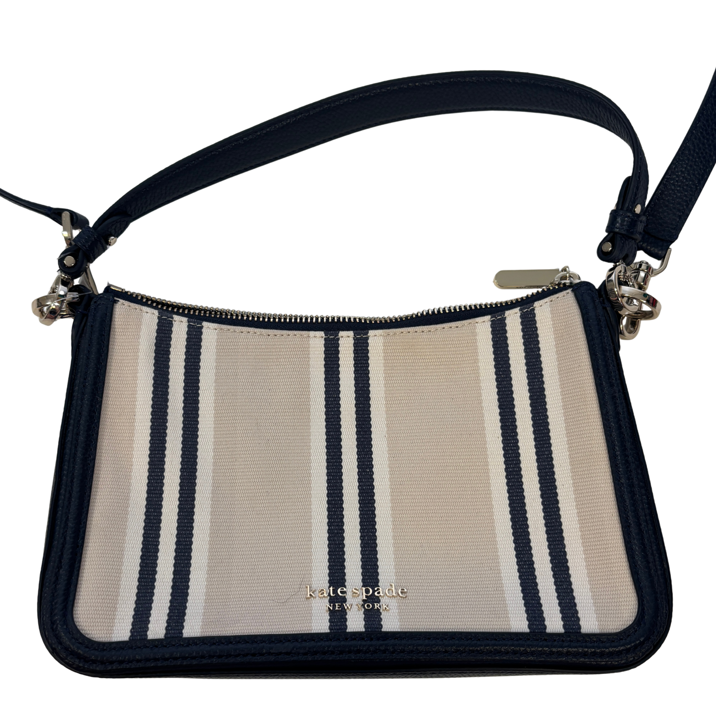 Kate Spade Hudson Striped Convertible Crossbody/ Shoulder Bag in Navy/ Cream