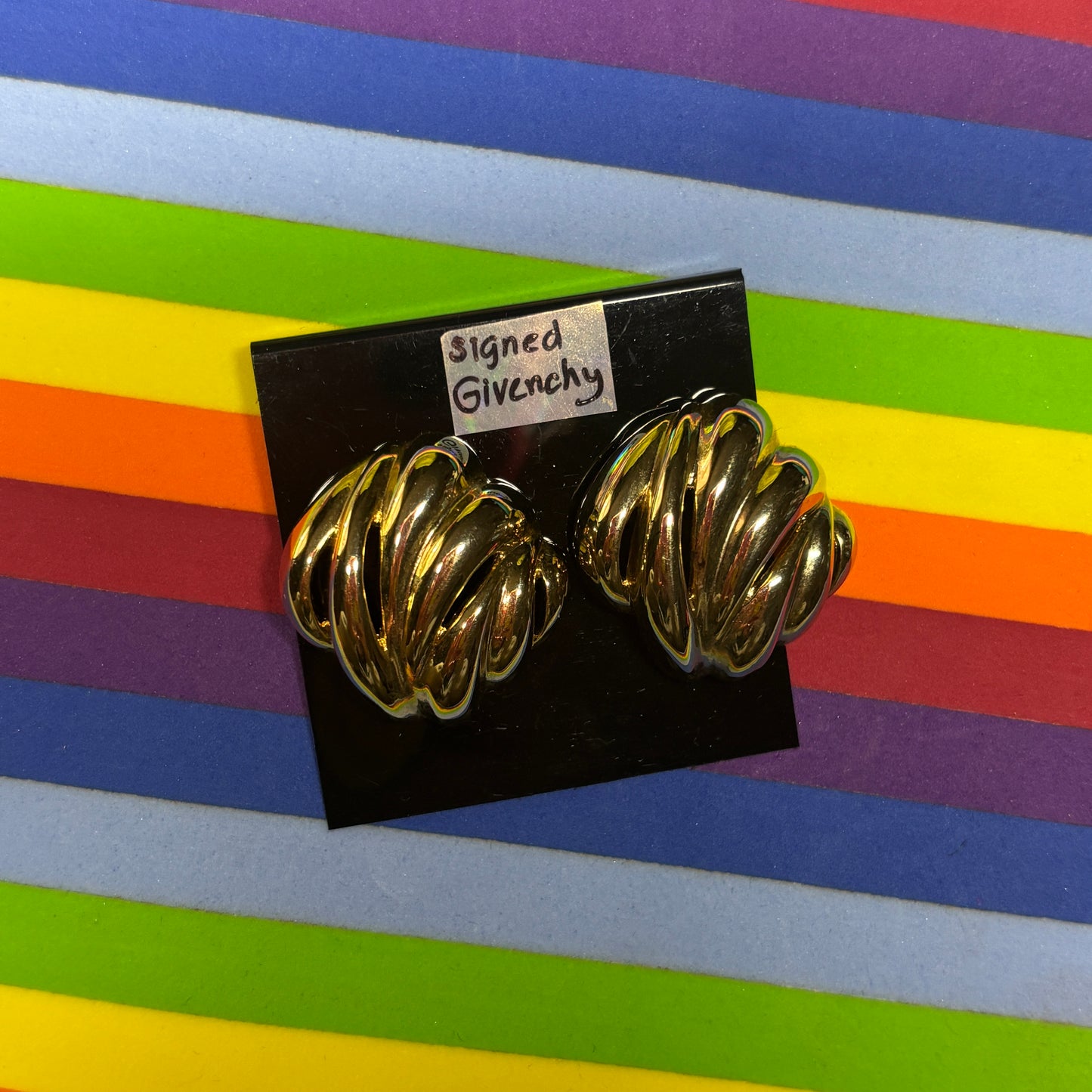 Vintage Signed Givenchy Gold Post Back Earrings