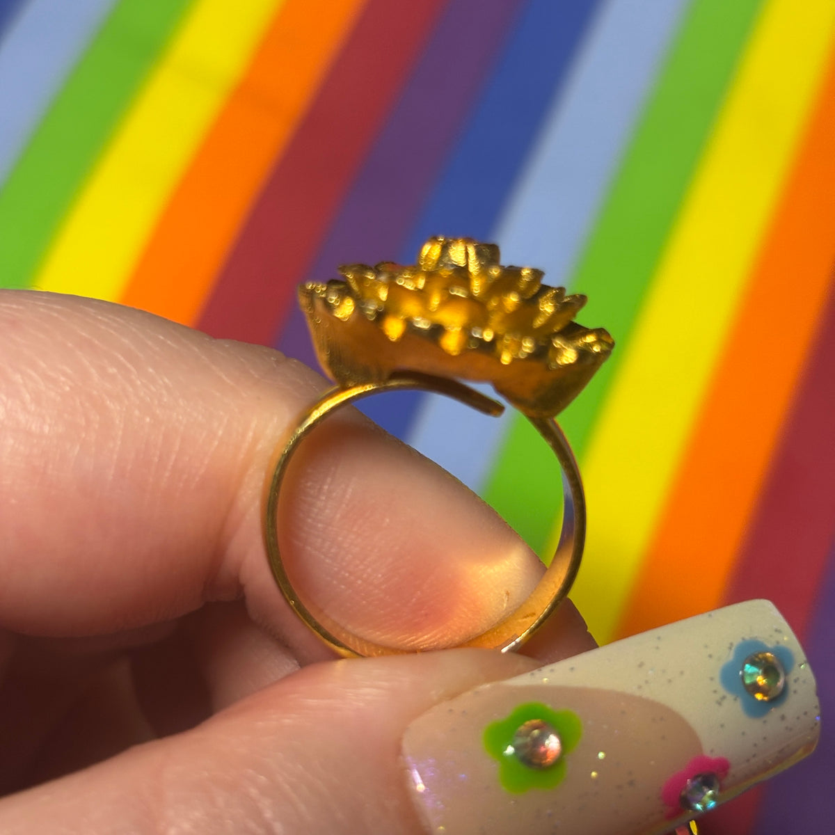 Gold-Toned Flower Statement Ring