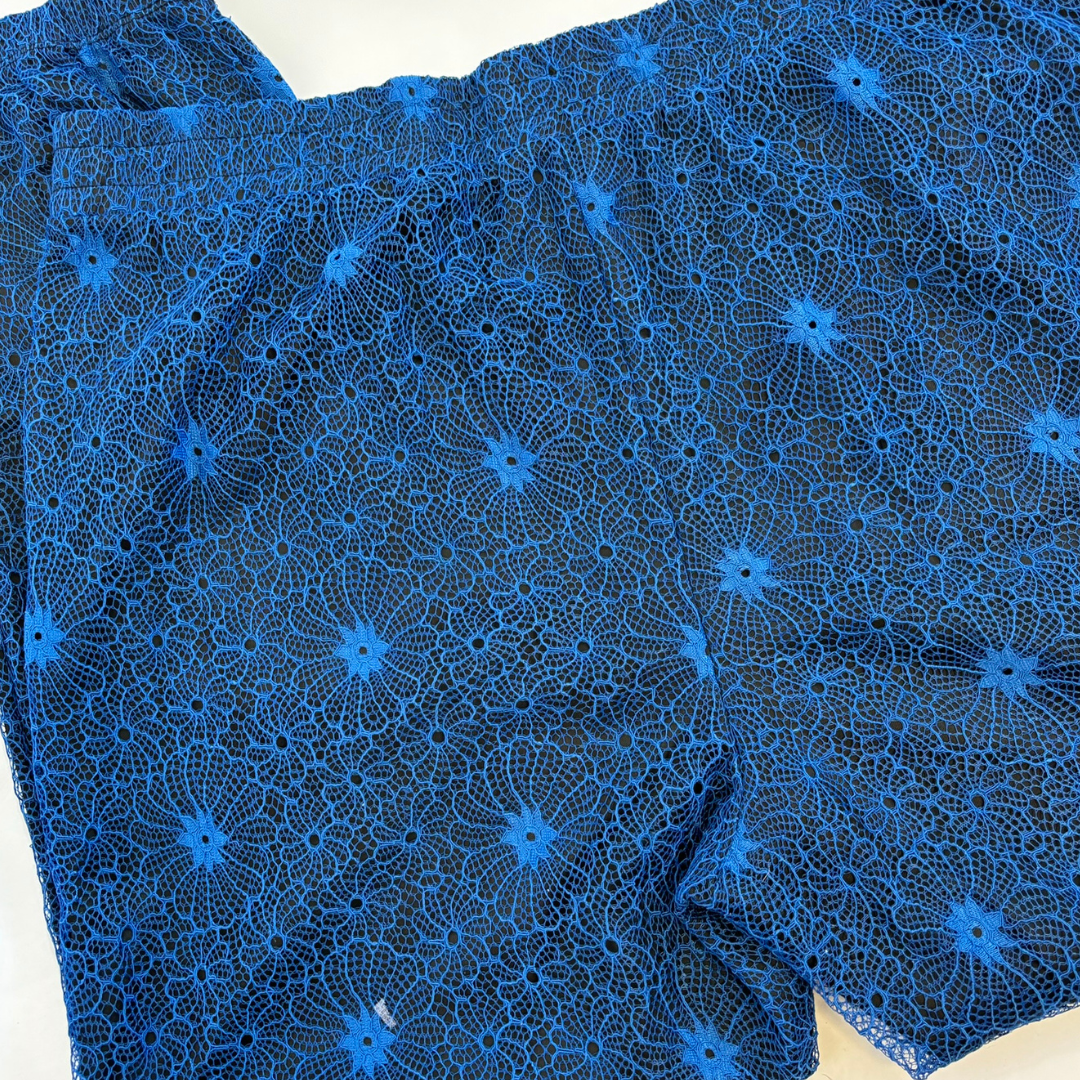 Black and Blue Floral Lace Overlay Joggers