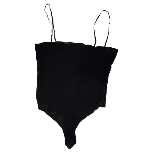 Fashion Nova Grid Print Semi-Sheer Bodysuit