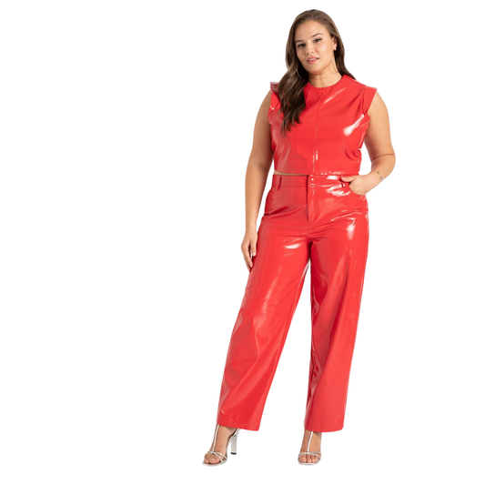 Eloquii Red Faux Leather Pants
