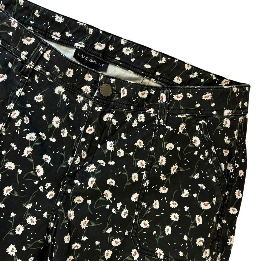 Black Floral Print Chino Pants