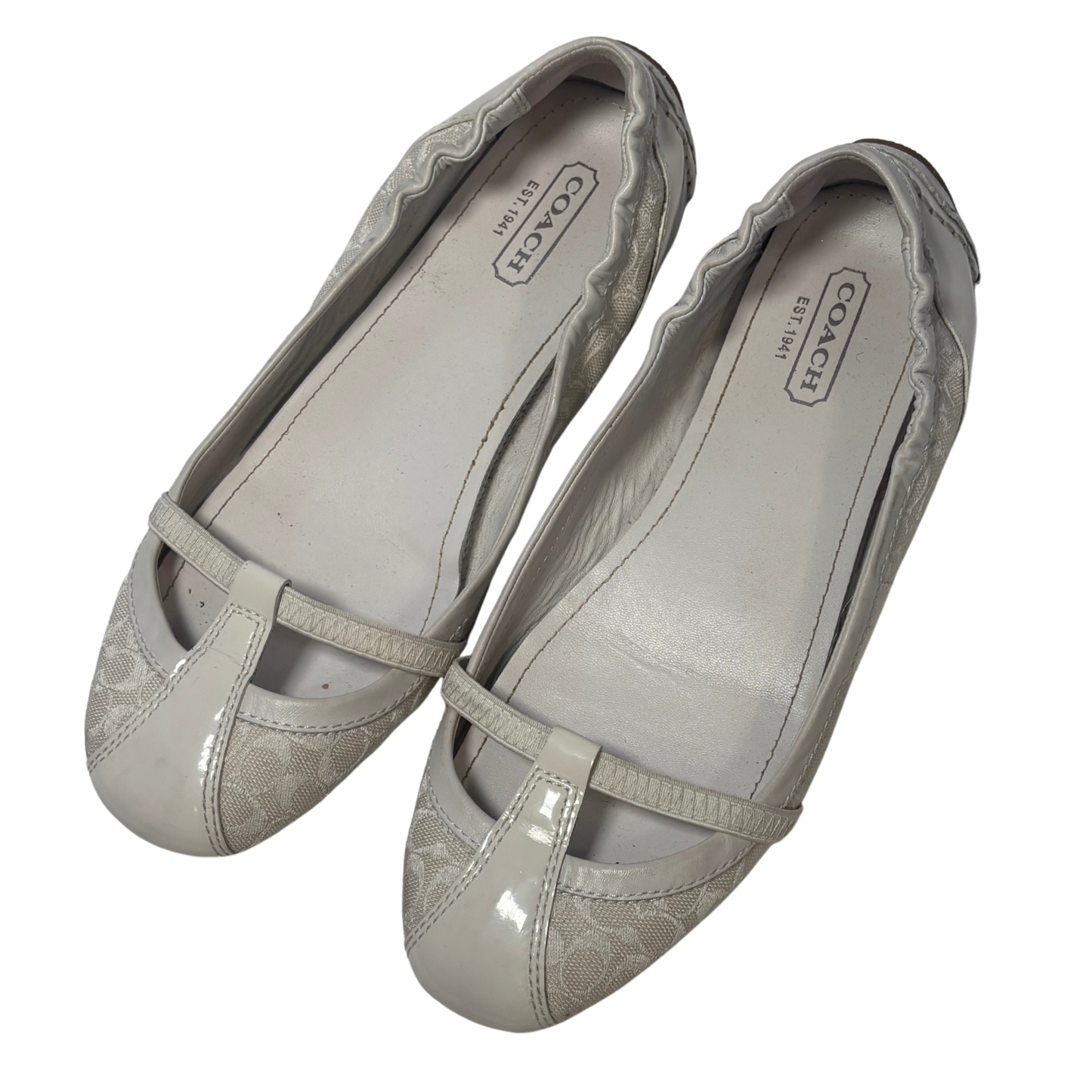 Vintage Coach White Leather/ Canvas Logo Verra Ballerina Flats (Size 9)