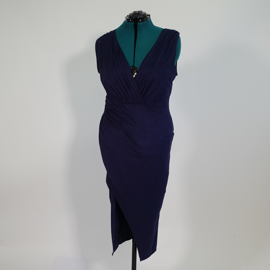 Navy Sleeveless Faux Wrap Dress NWT