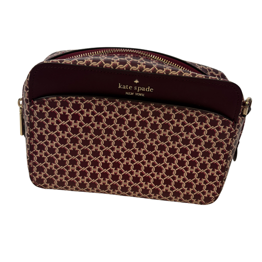 Kate Spade Burgundy and Pink Link Print Camera Bag (No Strap)