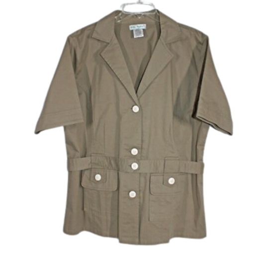 Ulla Popken Olive Green Short Sleeve Jacket Top