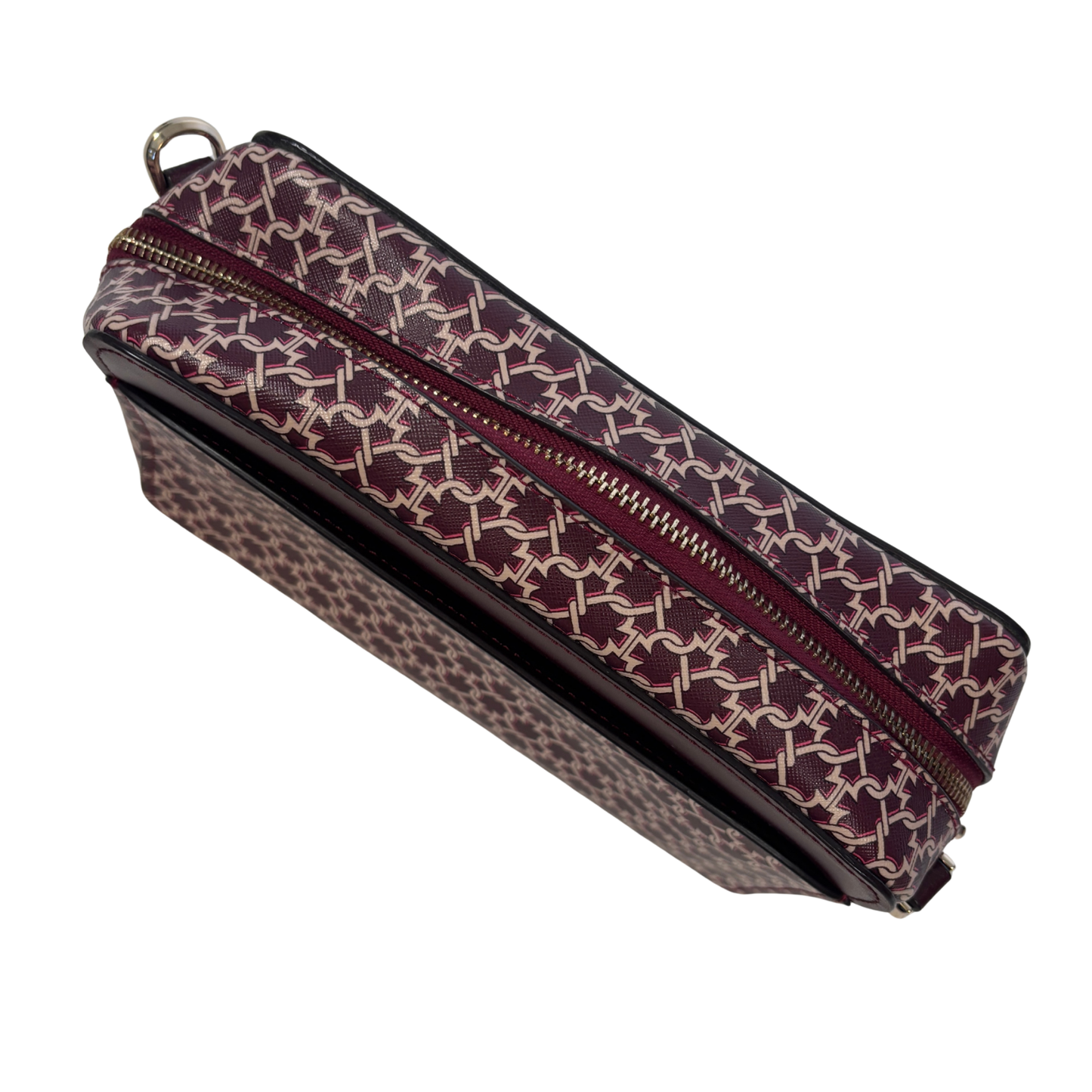 Kate Spade Burgundy and Pink Link Print Camera Bag (No Strap)