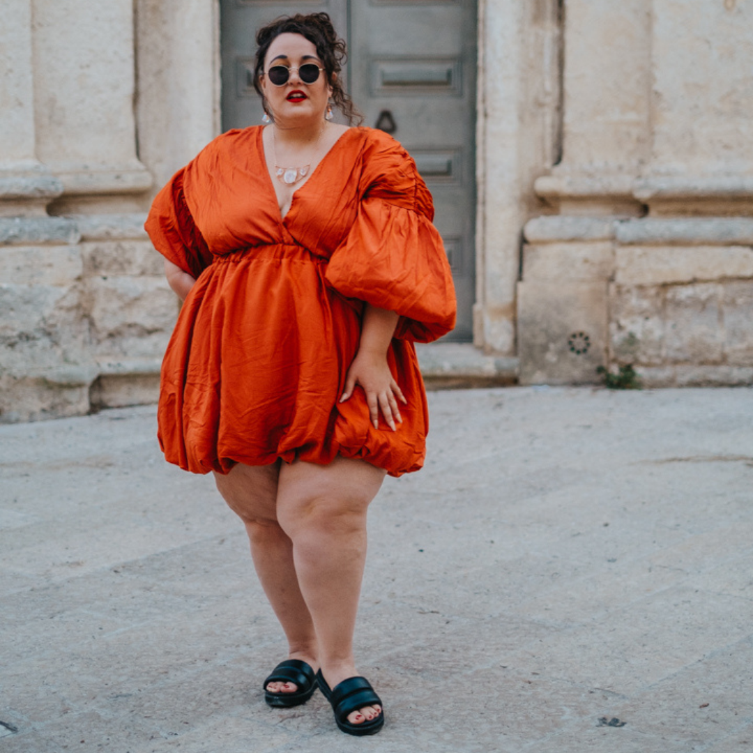Pretty Little Thing Rust Colored Bubble Dress