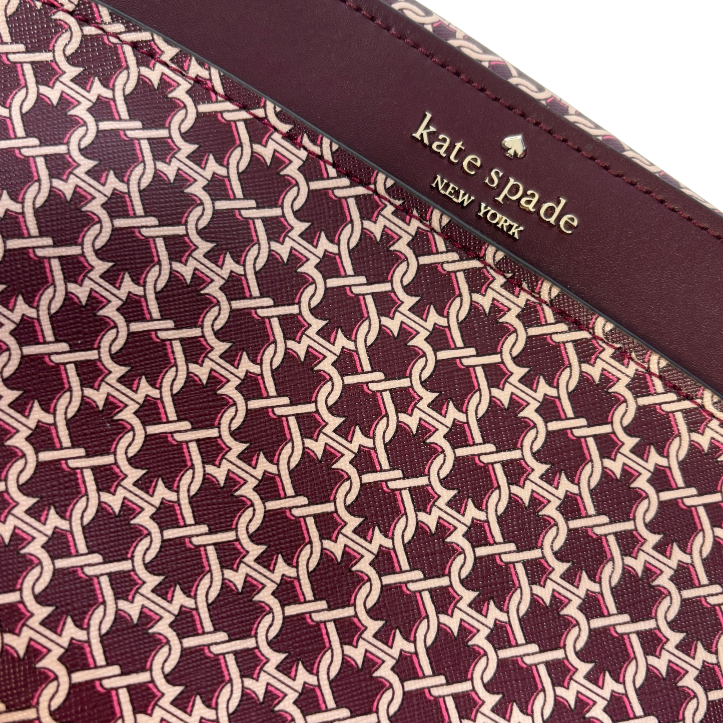Kate Spade Burgundy and Pink Link Print Camera Bag (No Strap)