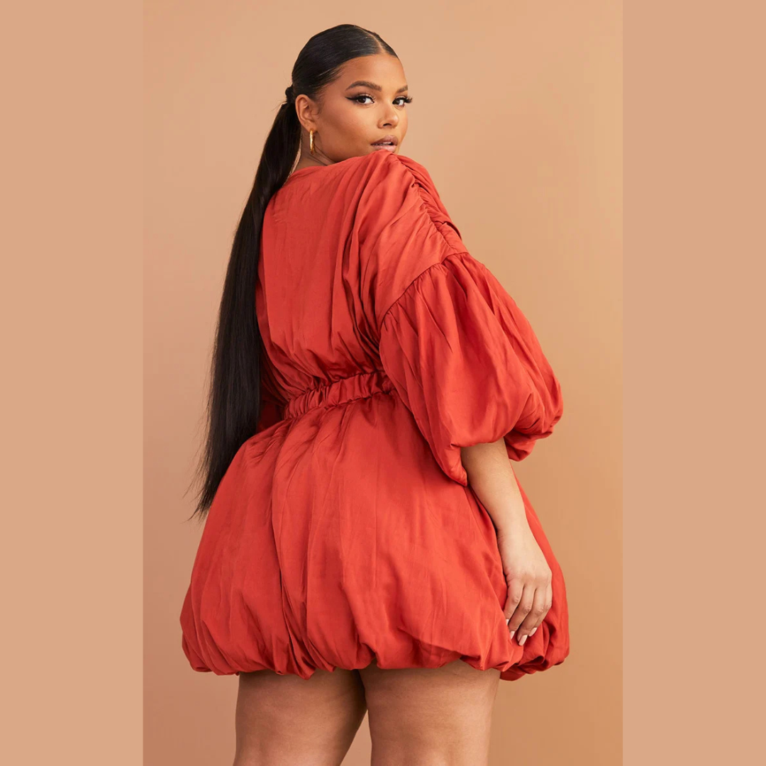 Pretty Little Thing Rust Colored Bubble Dress