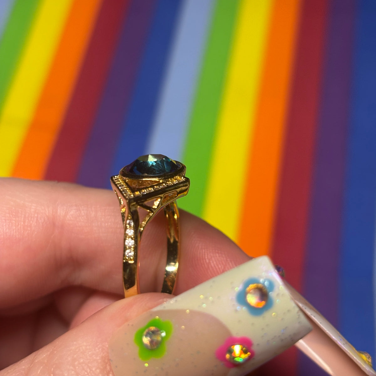 Blue Stone Geometric Ring