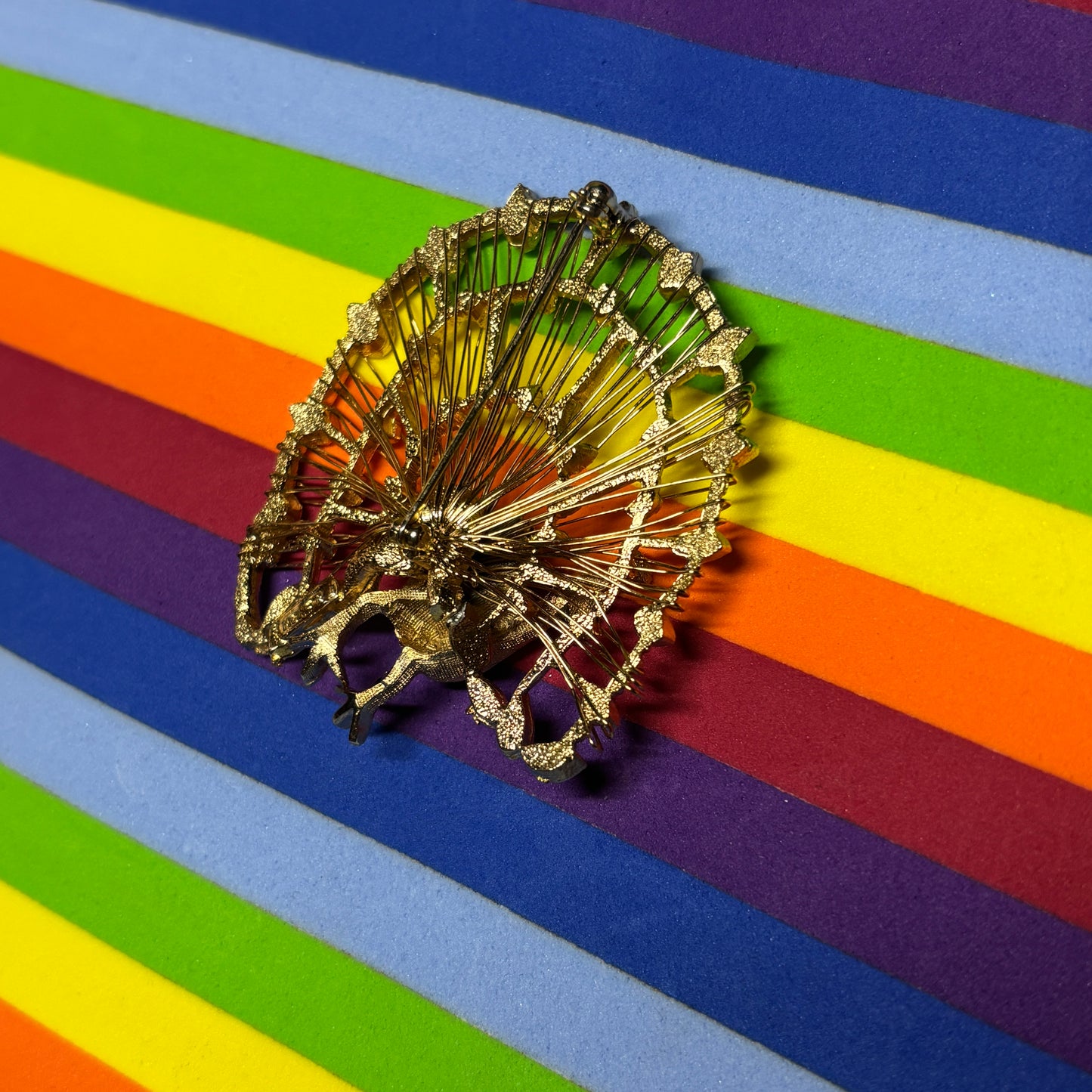 Vintage Gold Peacock Brooch