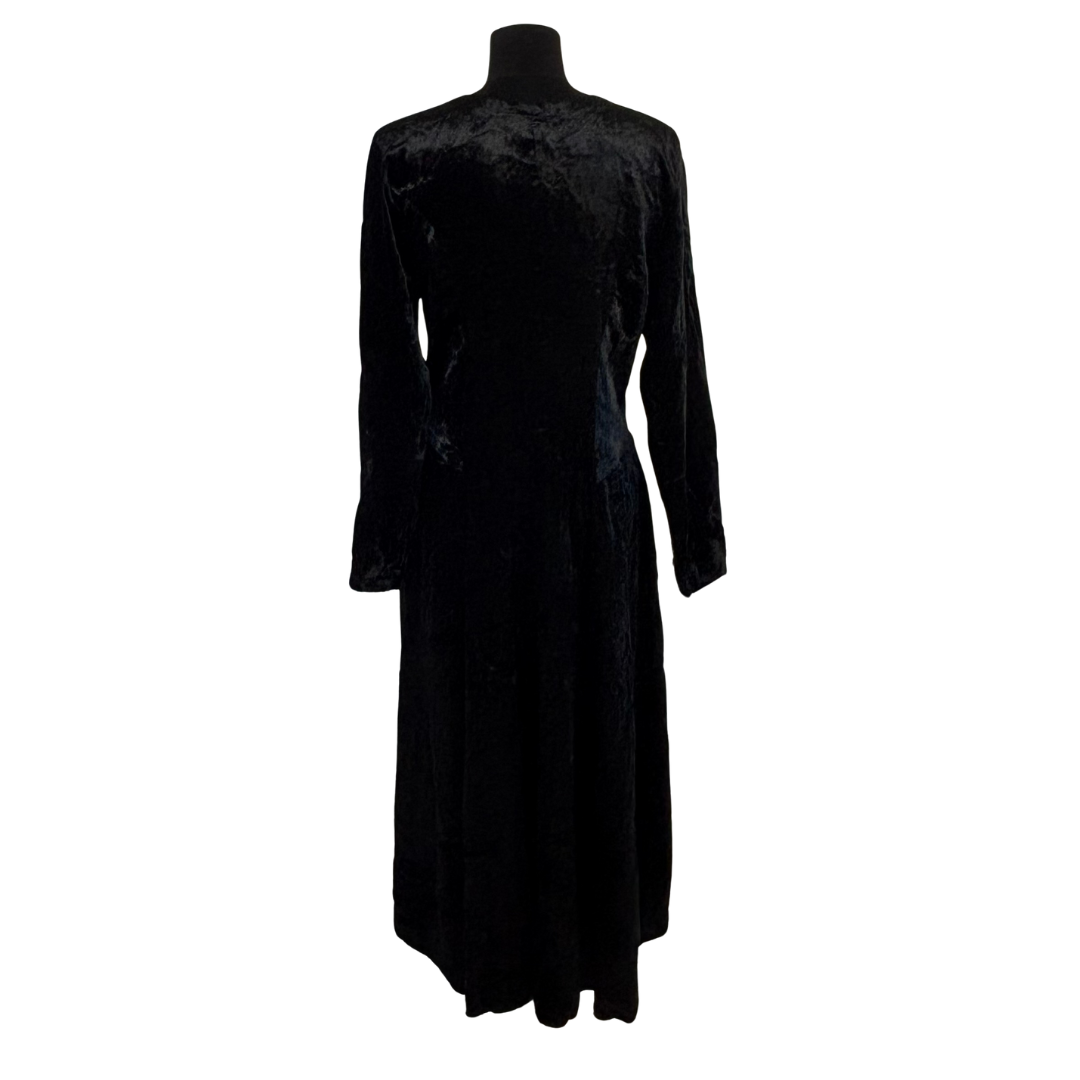 Vintage Black Velvet Midi Dress