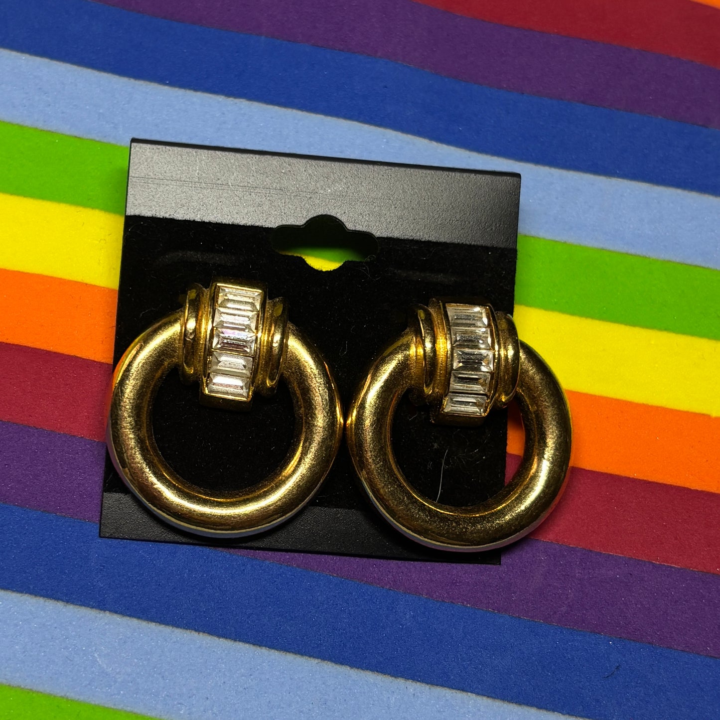 Vintage Gold Door Knockers with Baguette Rhinestone Detail