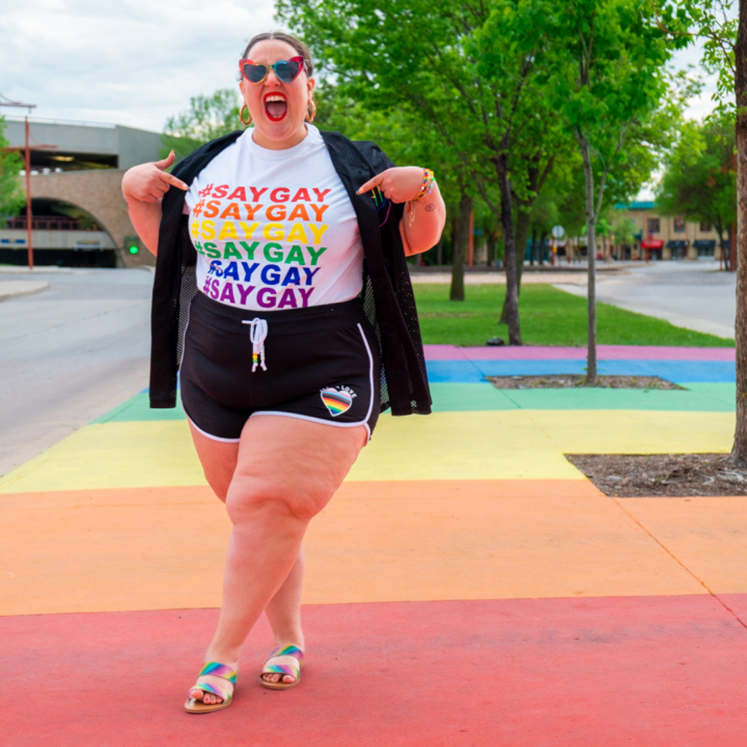 "Let Me Be Perfectly Queer" Black Mesh Jersey Top