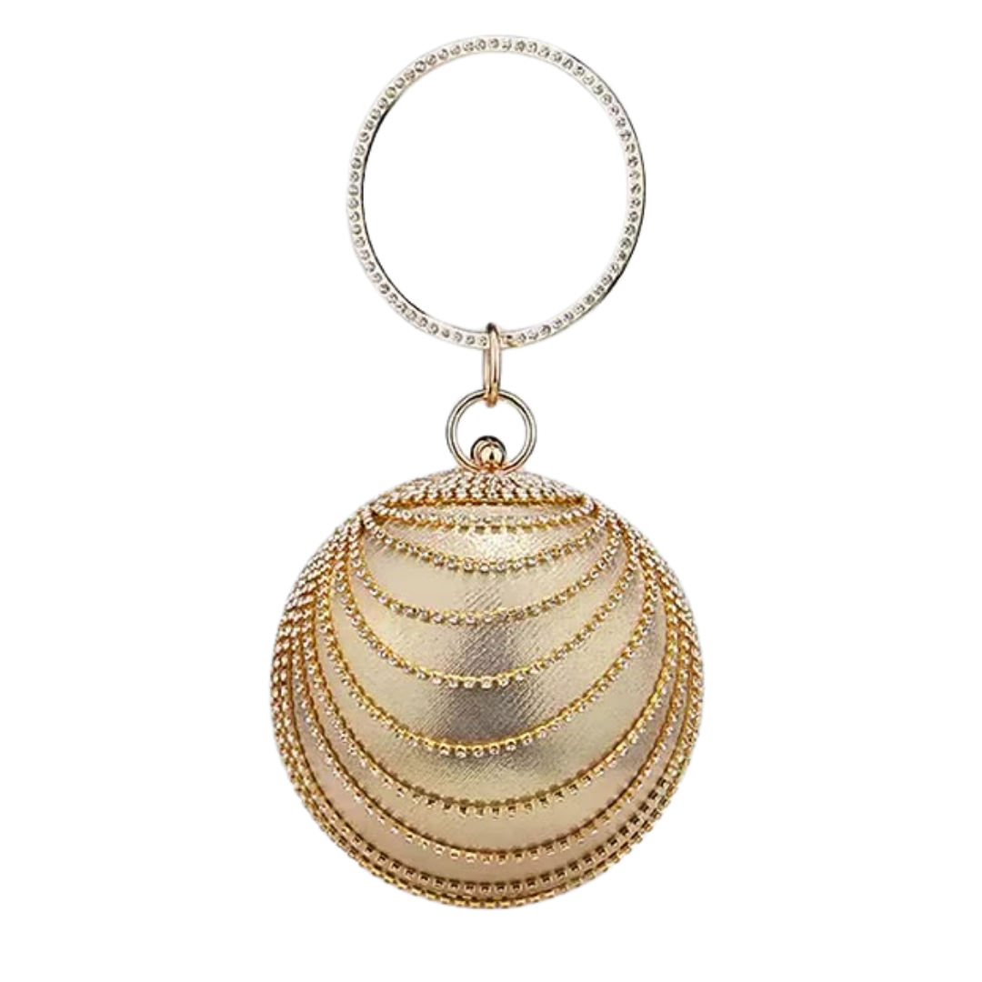 Gold Rhinestone Ball Evening Bag