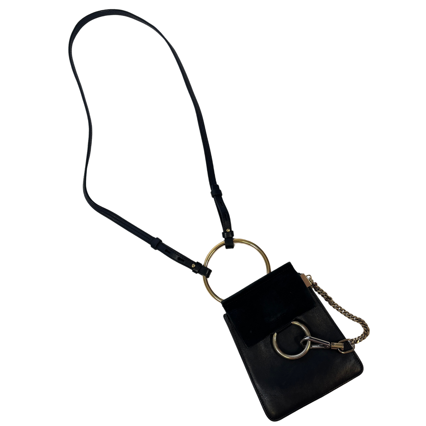 Chloé Faye Mini Black Suede/ Leather Bracelet Bag