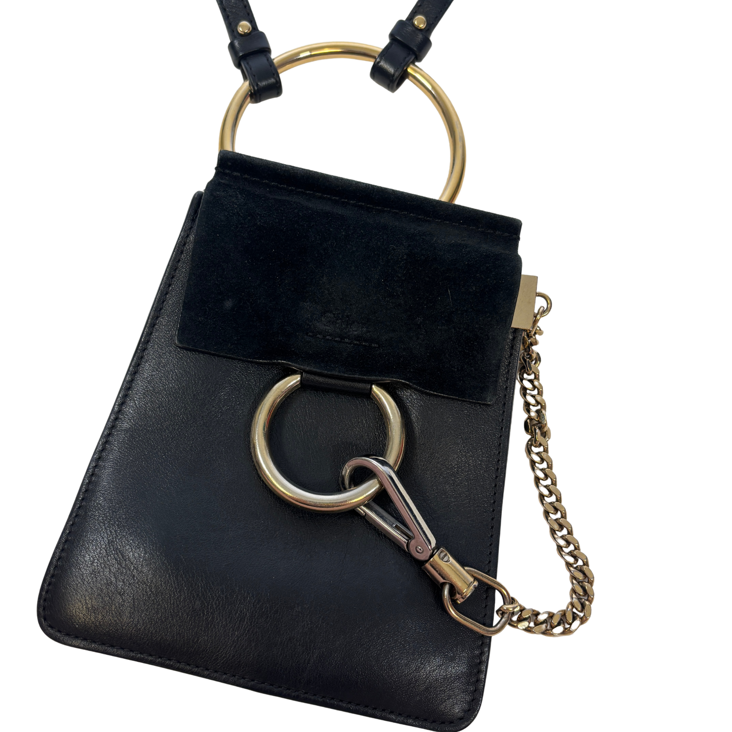 Chloé Faye Mini Black Suede/ Leather Bracelet Bag
