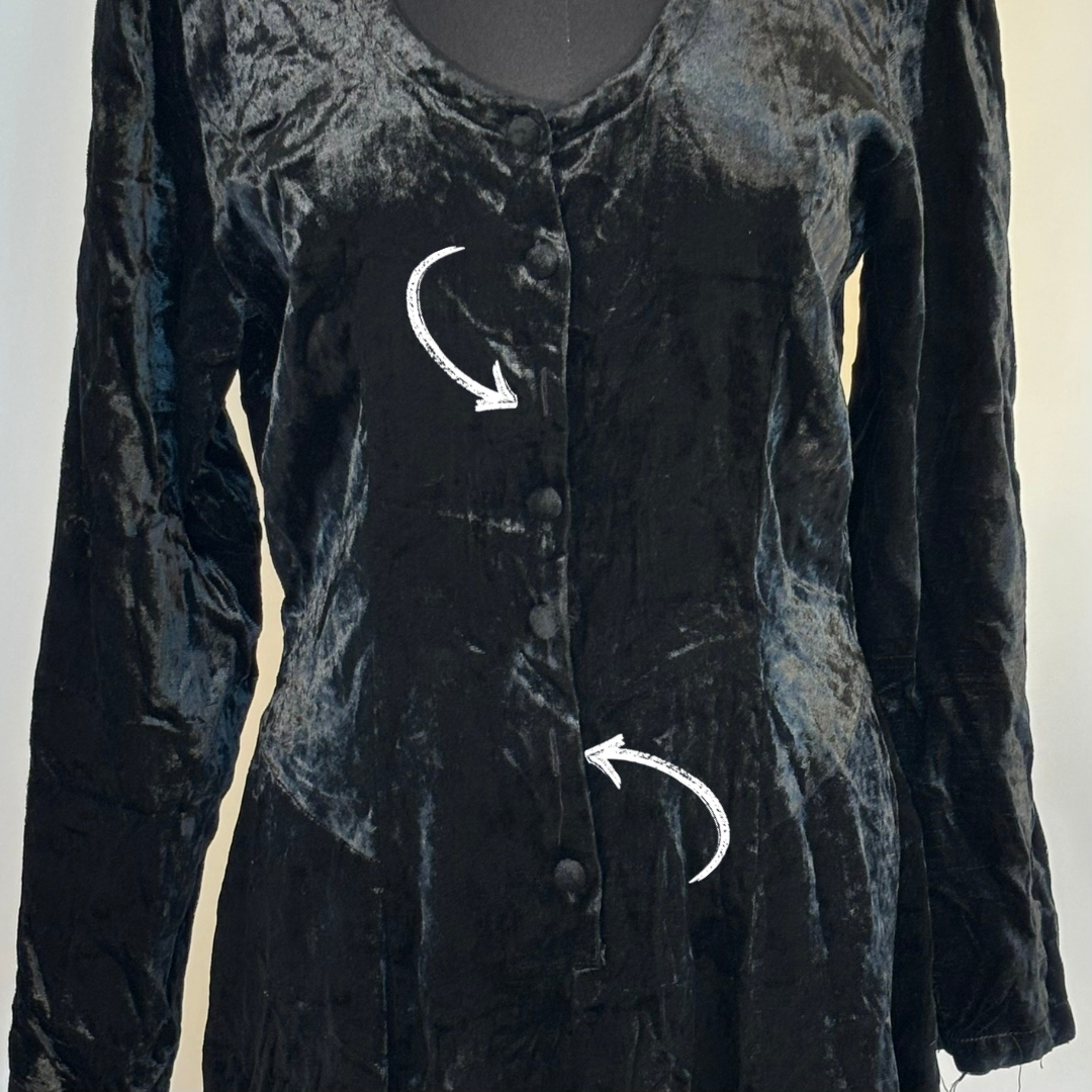 Vintage Black Velvet Midi Dress