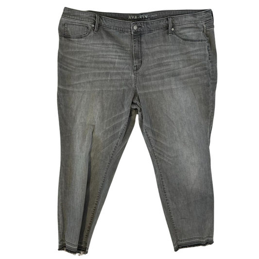 Grey Straight Leg Raw Hem Jeggings