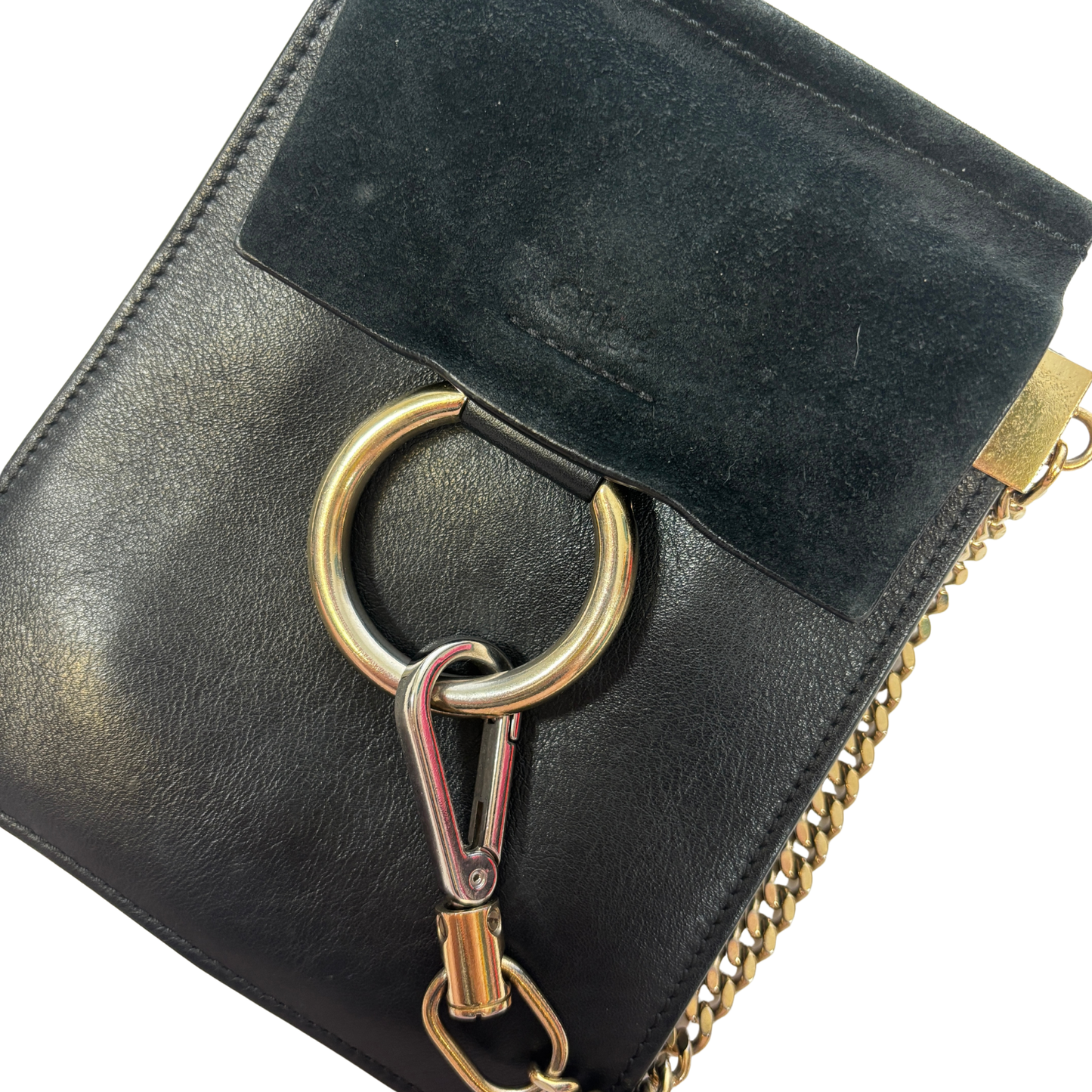 Chloé Faye Mini Black Suede/ Leather Bracelet Bag
