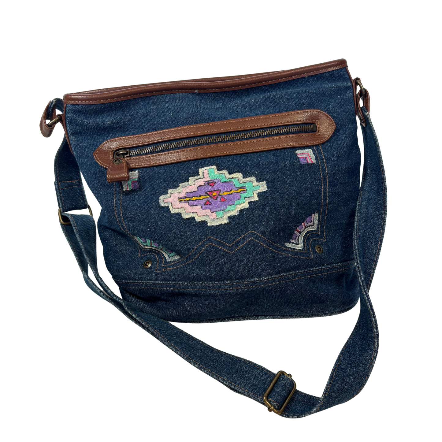 Vintage Hand Painted Liz Claiborne Denim Bucket Bag