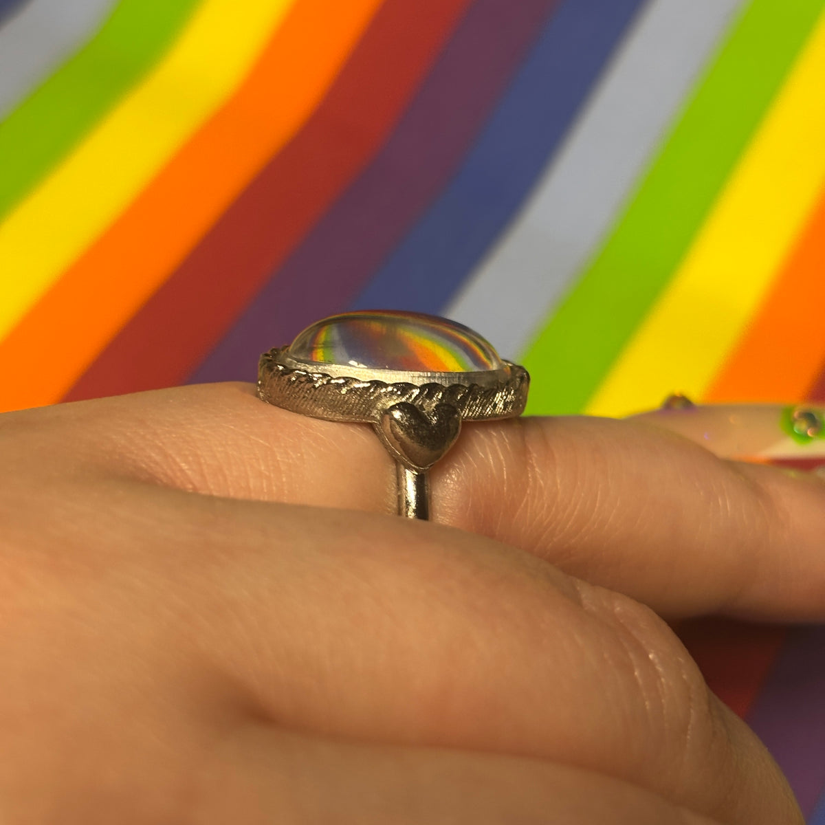 Silver Oval Stone Ring