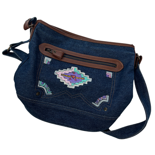 Vintage Hand Painted Liz Claiborne Denim Bucket Bag