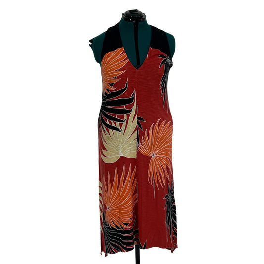 Palm Leaf Print Midi Dress