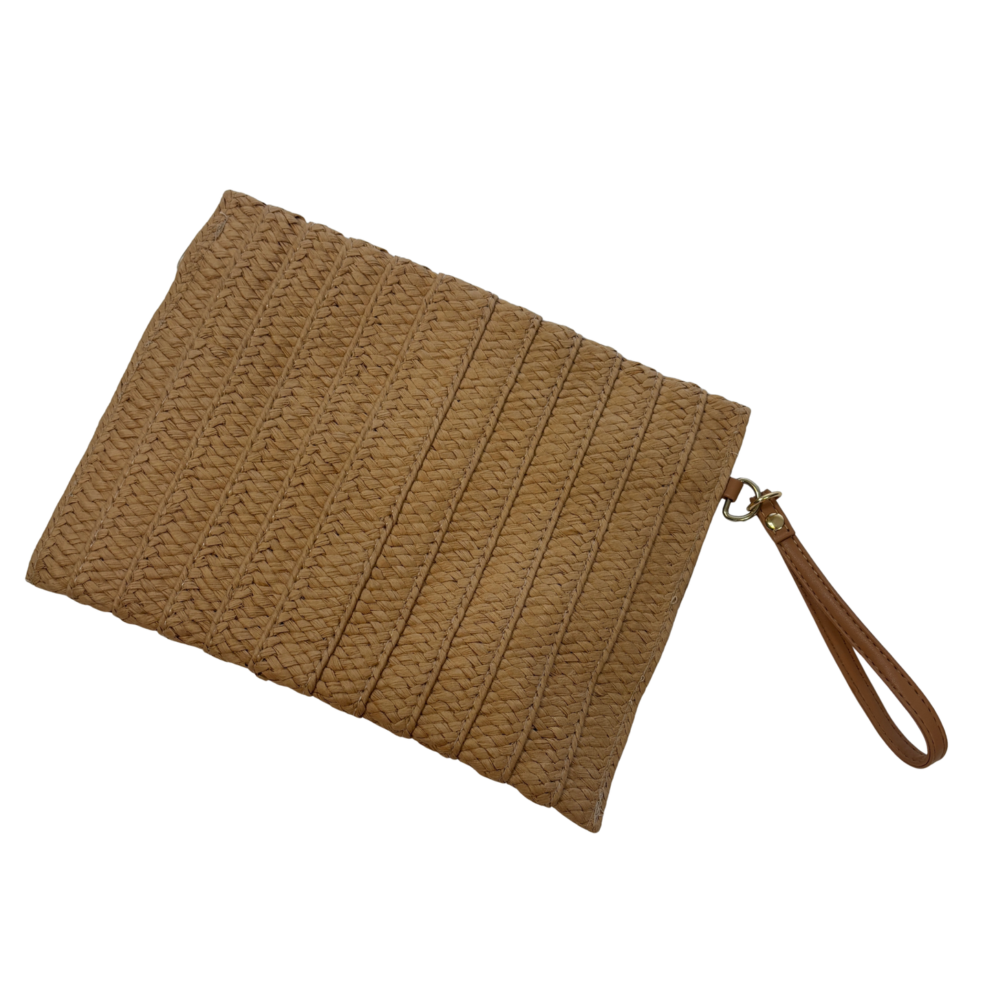Rattan Envelope Wristlet Clutch with 3D Rainbow