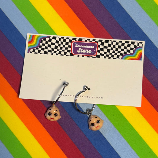 Tiny Doll Head Hoop Earrings