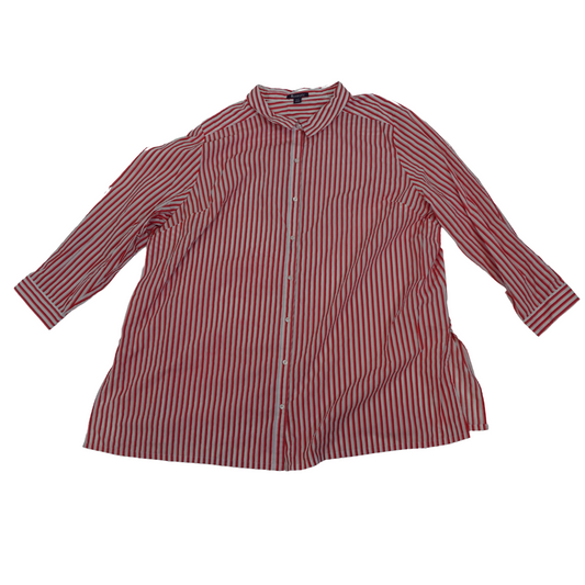 Red and White Striped Button Up