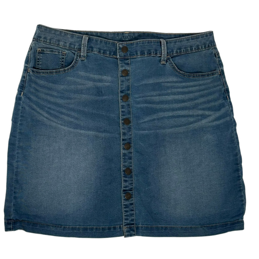 Medium Wash Denim Button Front Skirt