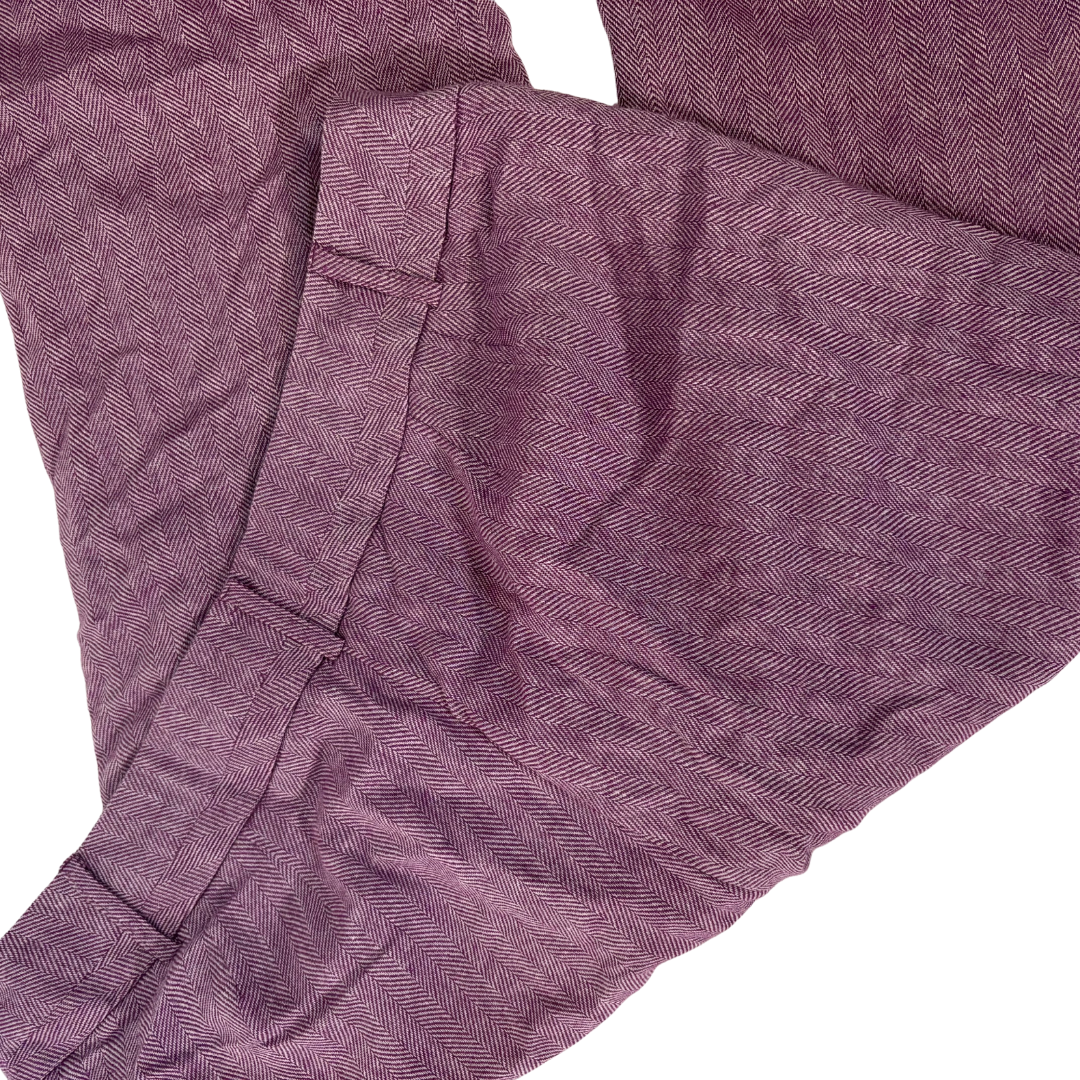 Purple and White Herringbone Wide Leg Dress Pants