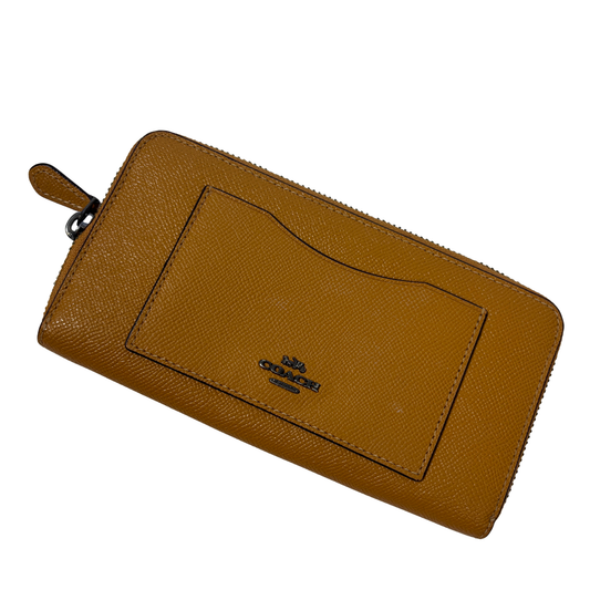 Coach Mustard Yellow Large Accordion Zip Wallet
