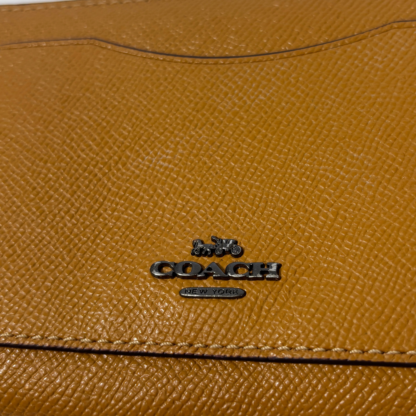 Coach Mustard Yellow Large Accordion Zip Wallet